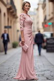 Robe de mère de la mariée bleu pâle à épaule unique et froncée longue avec des fleurs 3D