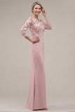 Blush velout, fourreau à col bateau, longue robe de mère de la mariée appliquée avec des fleurs 3D