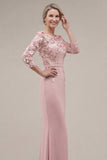 Blush velout, fourreau à col bateau, longue robe de mère de la mariée appliquée avec des fleurs 3D