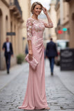 Robe longue de mère de la mariée à col bateau, fourreau à fard à fleurs, avec des appliques