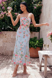 Robe midi fleur en tulle en fleurs roses, bretelles à fourreaux,