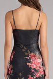 Robe Midi à bretelles fines collantes noires à bretelles fronçées