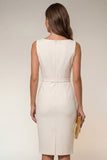 Robe de travail midi Ivory Bodycon Bodycon Bateau Neck sans manches