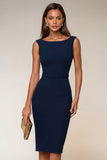 Robe de travail midi Ivory Bodycon Bodycon Bateau Neck sans manches