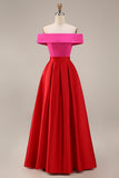 Robe formelle Midi à bloc de couleurs A à épaules décalées