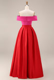 Robe formelle Midi à bloc de couleurs A à épaules décalées