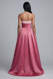 Robe longue formelle rose sans bretelles A Line