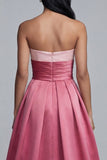 Robe longue formelle rose sans bretelles A Line