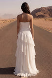 Robe de mariée A Line Ivory Maxi Beach sans cercles avec volants