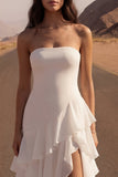 Robe de mariée A Line Ivory Maxi Beach sans cercles avec volants