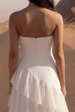 Robe de mariée A Line Ivory Maxi Beach sans cercles avec volants
