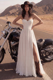 Robe de mariée de plage Ivory Maxi Bustier A Line avec fente