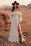 Robe de mariée Ivory Beach Off Off Maxi A Line avec volants