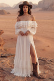 Robe de mariée Ivory Beach Off Off Maxi A Line avec volants