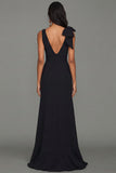 Robe longue formelle noire fourreau à col en V à volants et fente