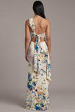 Robe noire à fleurs à motifs d’une épaule
