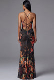 Robe longue à fleurs sirène à découpe gaine imprimée