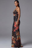 Robe longue à fleurs sirène à découpe gaine imprimée