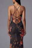 Robe longue à fleurs sirène à découpe gaine imprimée