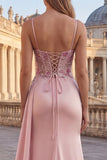 Corset rose à fleurs froncés longue robe de bal avec cape latérale