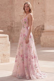 Robe de bal longue robe de bal à bretelles fines rose pailletée en sequins roses A