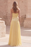 Robe de bal longue plissée à la ligne A sans bustier florale