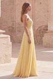 Robe de bal longue plissée à la ligne A sans bustier florale