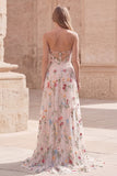 Robe de bal de bal sans bretelles en ivoire à fleurs, longue ligne A, avec fente