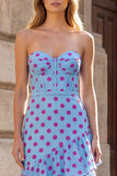 Robe longue de bal à pois noirs à pois à pois, corset à volants et à volants