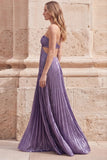 Robe longue de bal de promo longue robe de bal en ligne A violette à dos nu creusée