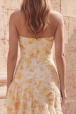 Robe longue de bal à volants jaune fleur jaune Sirène