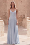 Robe de bal longue à bretelles fines bleu ciel à bretelles fines plissées