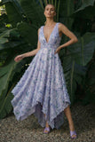 Robe florale asymétrique A Line A Side Dress Formal Short