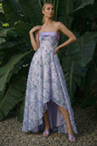 Robe formelle florale bustier Asymmetrical A Line Purple clair