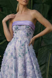 Robe formelle florale bustier Asymmetrical A Line Purple clair