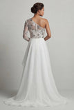 Robe de la mère de la mariée à une épaule A Line White Paillets