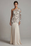 Robe de la mère de la mariée en paillettes à paillettes en sirène à une épaule
