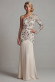 Robe de la mère de la mariée en paillettes à paillettes en sirène à une épaule