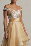 Robe de la mère de la mariée A Line Champagne à sequins