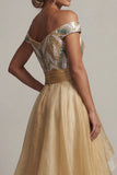 Robe de la mère de la mariée A Line Champagne à sequins