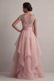 Robe de la mère de la mariée à col bateau à col bateau A line champagne à sequins