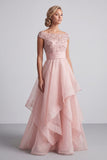 Robe de la mère de la mariée à col bateau à col bateau A line champagne à sequins