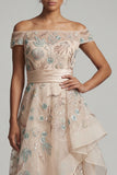 Robe de la mère de la mariée A Line, à Blush À Sequins