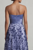 Robe Mother of the Bride Marine à fleurs bleu marine sans bustier