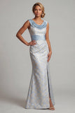 Robe de mère de mariée en brocart sirène à col à col à capuchon