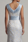Robe de mère de mariée en brocart sirène à col à col à capuchon