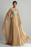Robe Mère de la Mariée à manches longues en A-Line Champagne