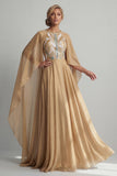 Robe Mère de la Mariée à manches longues en A-Line Champagne