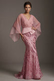 Robe de mère de la mariée à col en V à col en V et paillettes de la mariée