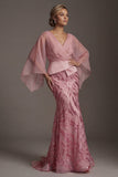 Robe de mère de la mariée à col en V à col en V et paillettes de la mariée